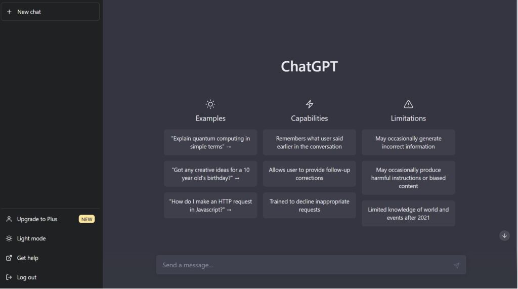 ChatGPT schermata iniziale